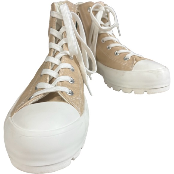 Sincerely Jules VESPA High Top Lug Sole Platform Sneakers Natural Size 10 M - Picture 4 of 9
